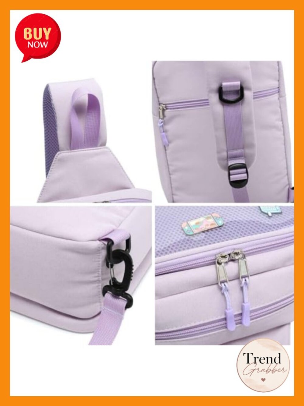 Canvas Nylon Crossbody Ita Bag Pin Display Chest Sling with Clear Window - Picture 4 of 5